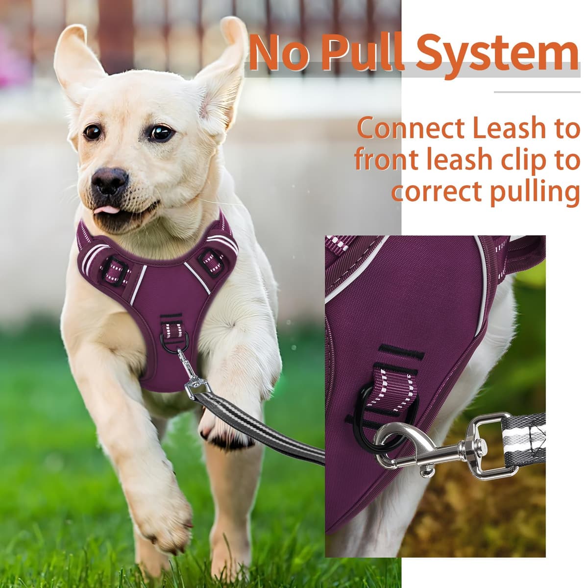 HEELE Dog Harness Medium No Pull Dog Vest Harness with Soft Handle Reflective Pet Harness for Outdoor Training Walking, Black, M — view 125