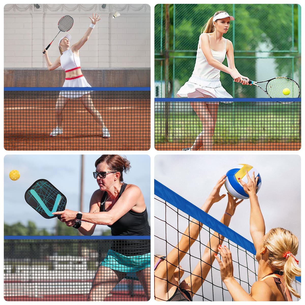 LARMNEE Red de Bádminton, Red de Tenis, Red Deportiva Portátil, Red de Bádminton Plegable, Ajustable en Tres Niveles, Juego de Rede de Entrenamiento para Exteriores Que Incluye Red — view 3