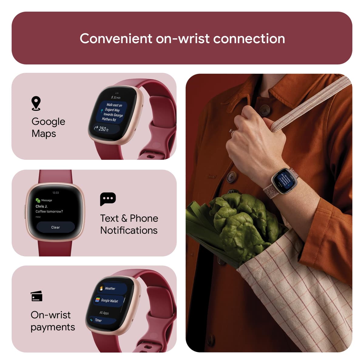Google Fitbit Versa 4 Fitness Smartwatch with built-in GPS and up to 6 days battery life - compatible with iOS 15 or higher & Android OS 9.0 or higher — view 4