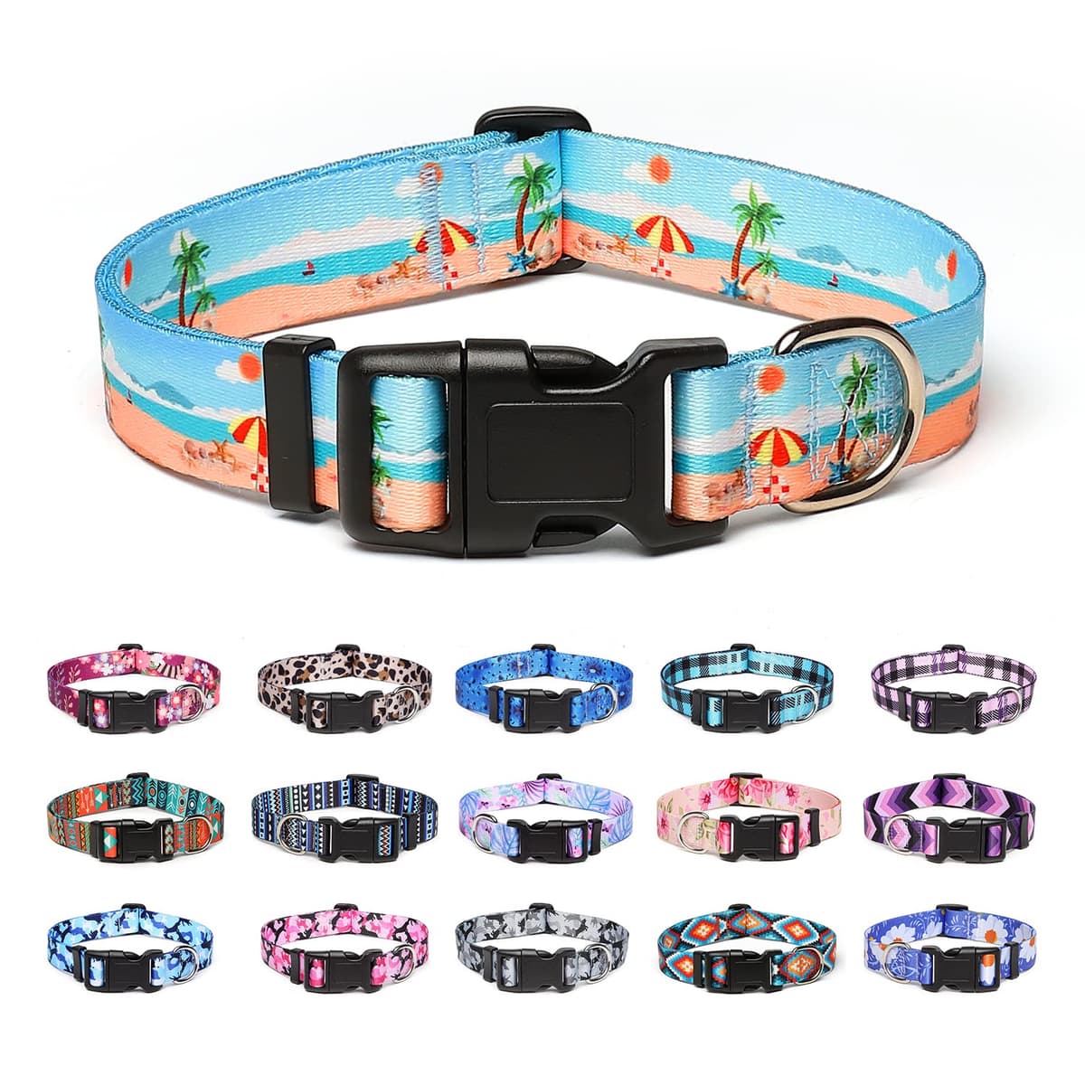 Adjustable Nylon Dog Collar with Patterns, Soft Comfy Pet Collar for Small Medium Large Dogs (S, Purple Plaid) — view 31