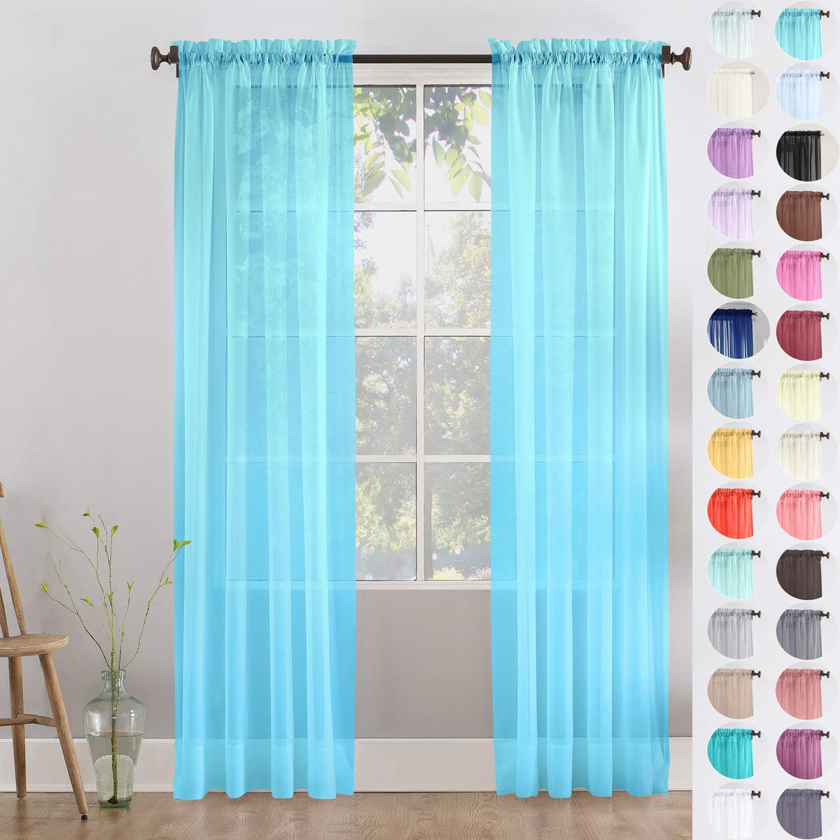 Megachest a pair of slot top voile curtains (Pure White, 56" wideX81 drop 2 Panels) — view 16