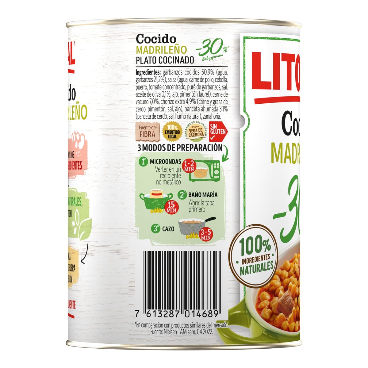 Litoral Cocido Madrileño -30% Sal y Grasa - Plato Preparado Sin Gluten - Pack de 10x425g - Total: 4.25kg — view 4
