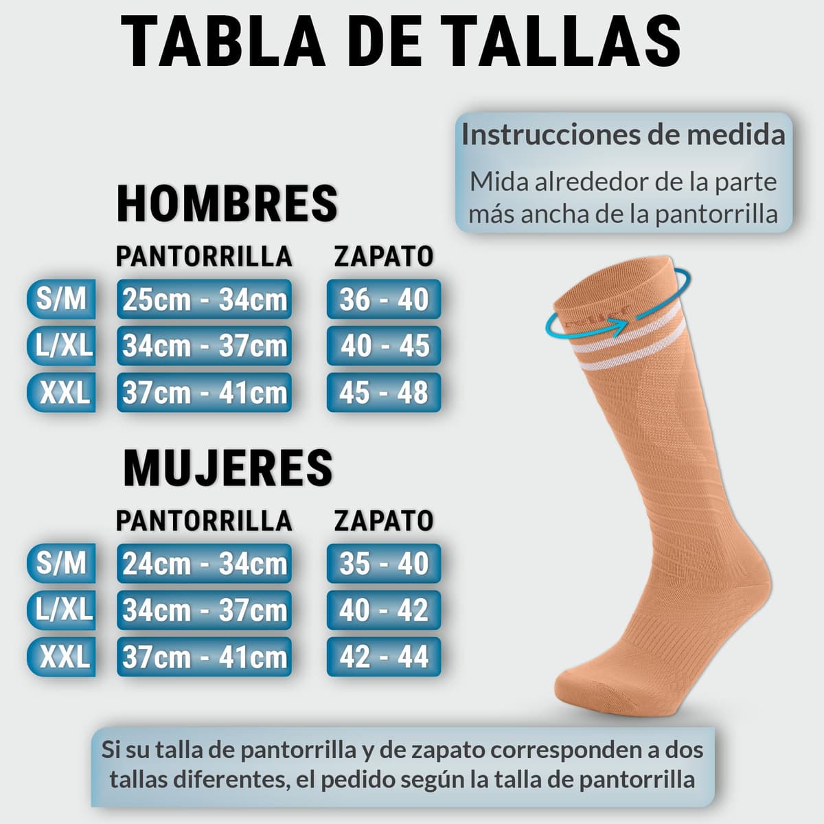 360 Relief Medias de Compresión Mujer y Hombre - 1 Par Calcetines de Compresión para Deportes, Correr, Volar, Viaje, Trabajo, Footing - S/M Beis con Bolsa de Malla — view 55
