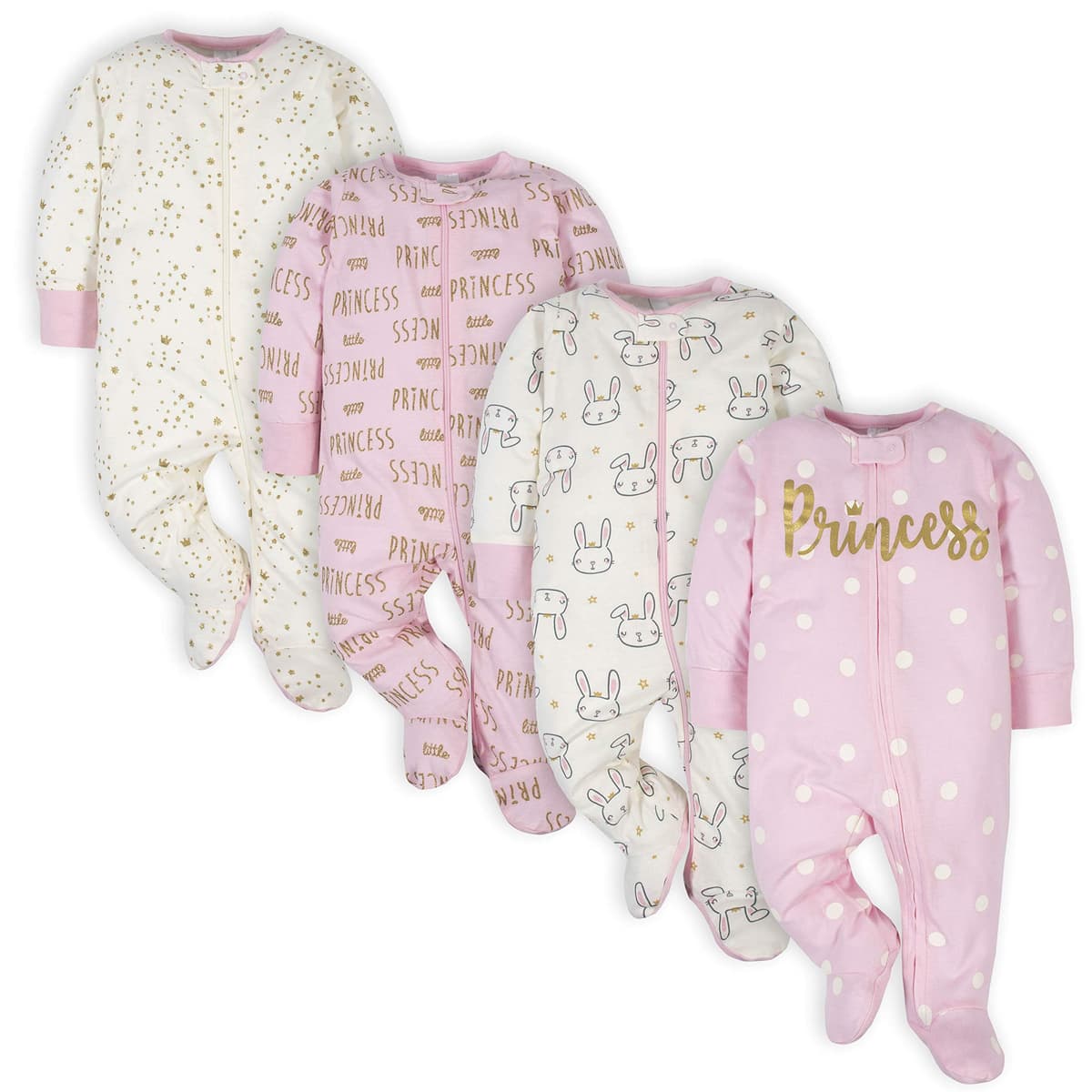 Gerber Baby Girls 4 Pack Sleep 'N Play Footie Baby and Toddler Sleepers — view 19