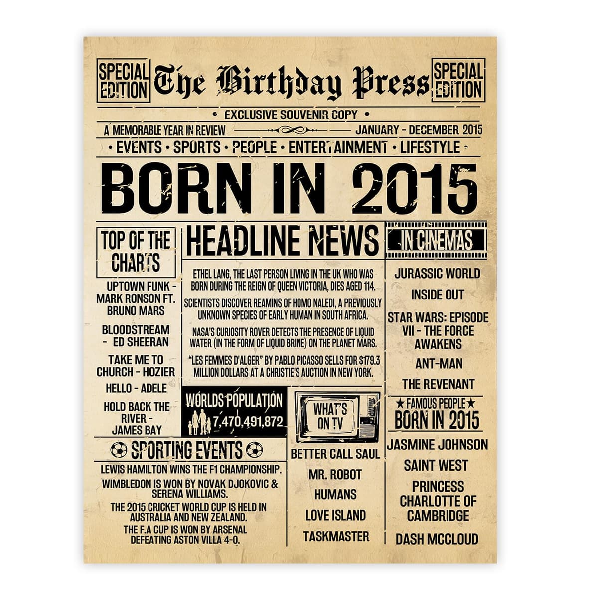 Stuff4 50th Birthday Poster Unframed - Born In 1976 Vintage Newspaper - Happy 50th Birthday Gifts for Women Men Retro Back In 1976, 8x10 Inch Decor Decoration Bday Party — view 89