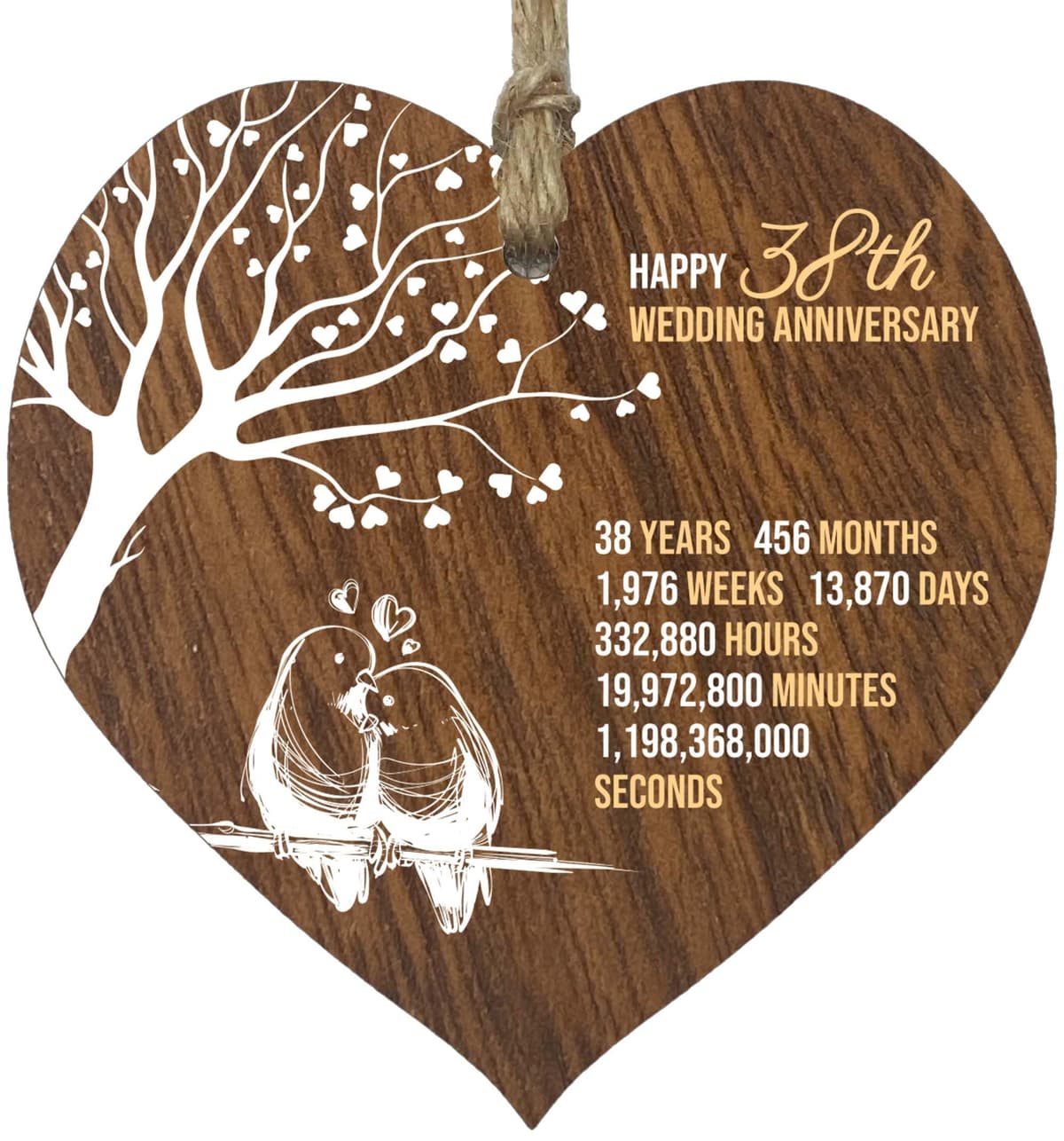 13th Wedding Anniversary Wooden Heart Plaque, Dark Wood Sign Keepsake, Celebrate Lace Anniversary Wife Husband Boyfriend Girlfriend, Plaque with Quotes Gifts from the Kids — view 8