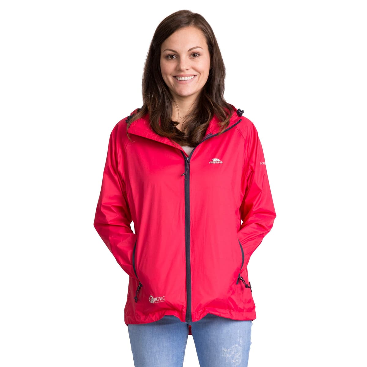 Trespass Adults Waterproof Jacket Qikpac - Lightweight Packaway Raincoat, 2 Zip Pockets, Full Body Front Zip, Adjustable Hood, Storm Flap, Ventilated Back, Foldable Packs in Pouch — view 30