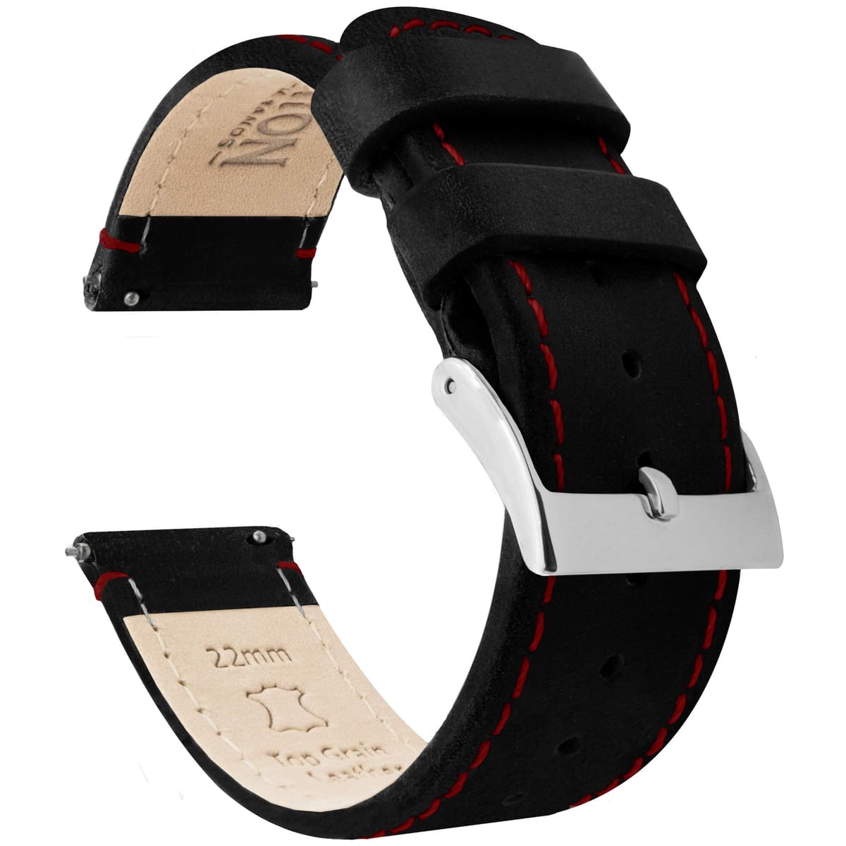 BARTON Quick Release - Top Grain Leather Watch Band Strap - Choice of Colour & Width - 16mm, 18mm, 19mm, 20mm, 21mm 22mm, 23mm or 24mm — view 7