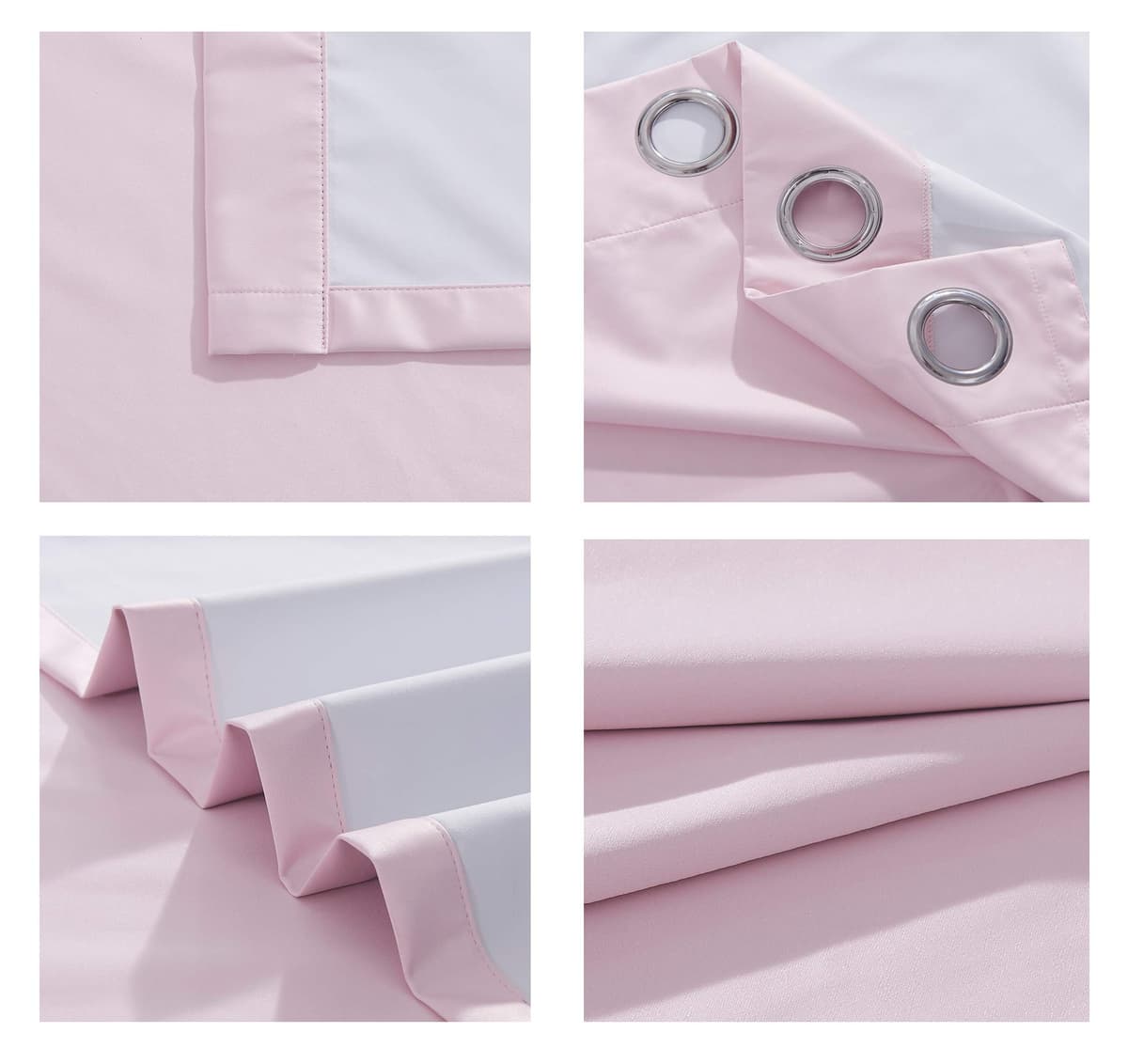 COASTLINE Super Soft Matt Satin 100% Thermal Blackout Blush Pink Eyelet Curtain Window Treatment Drapes 2 panels for Bedroom, Livingroom, Kids Nursery Room W46 x L54 inch — view 4