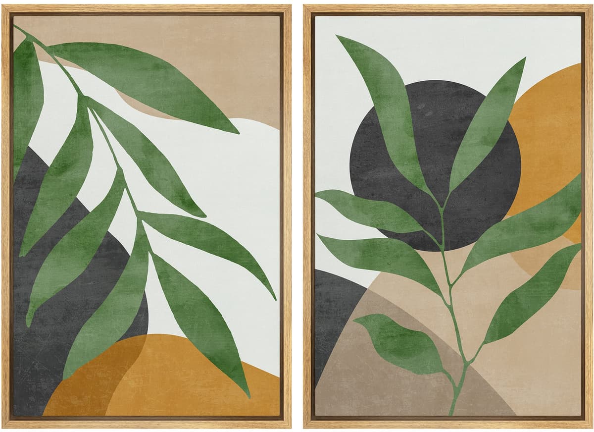 SIGNFORD Framed Canvas Print Wall Art Set Soft Hydrangea Pair Light Blue Florals with Green Leaves Illustration Modern Art Decorative Nordic Nature for Living Room, Bedroom, Office - 24"x36"x2 White — view 85