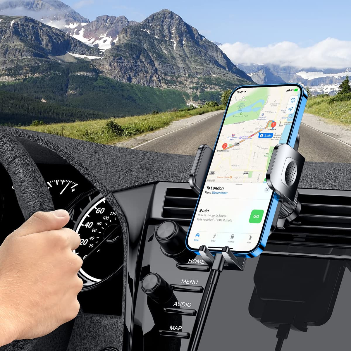 Blukar Car Phone Holder, Air Vent Car Phone Mount Cradle 360° Rotation - Upgraded Super Stable Hook Clip - One Button Release Holder for iPhone, Galaxy, All 4.0''-6.7'' Smartphones — view 7