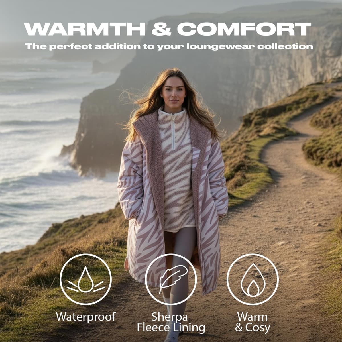 OHS Adults Drying Robe, Gifts for Mum Outdoor Waterproof Changing Robe Womens Jacket Comfy Sherpa Privacy Robes for Women Men, Stay Dry Swimming Camping Drying Robes - S/M, L/XL — view 3