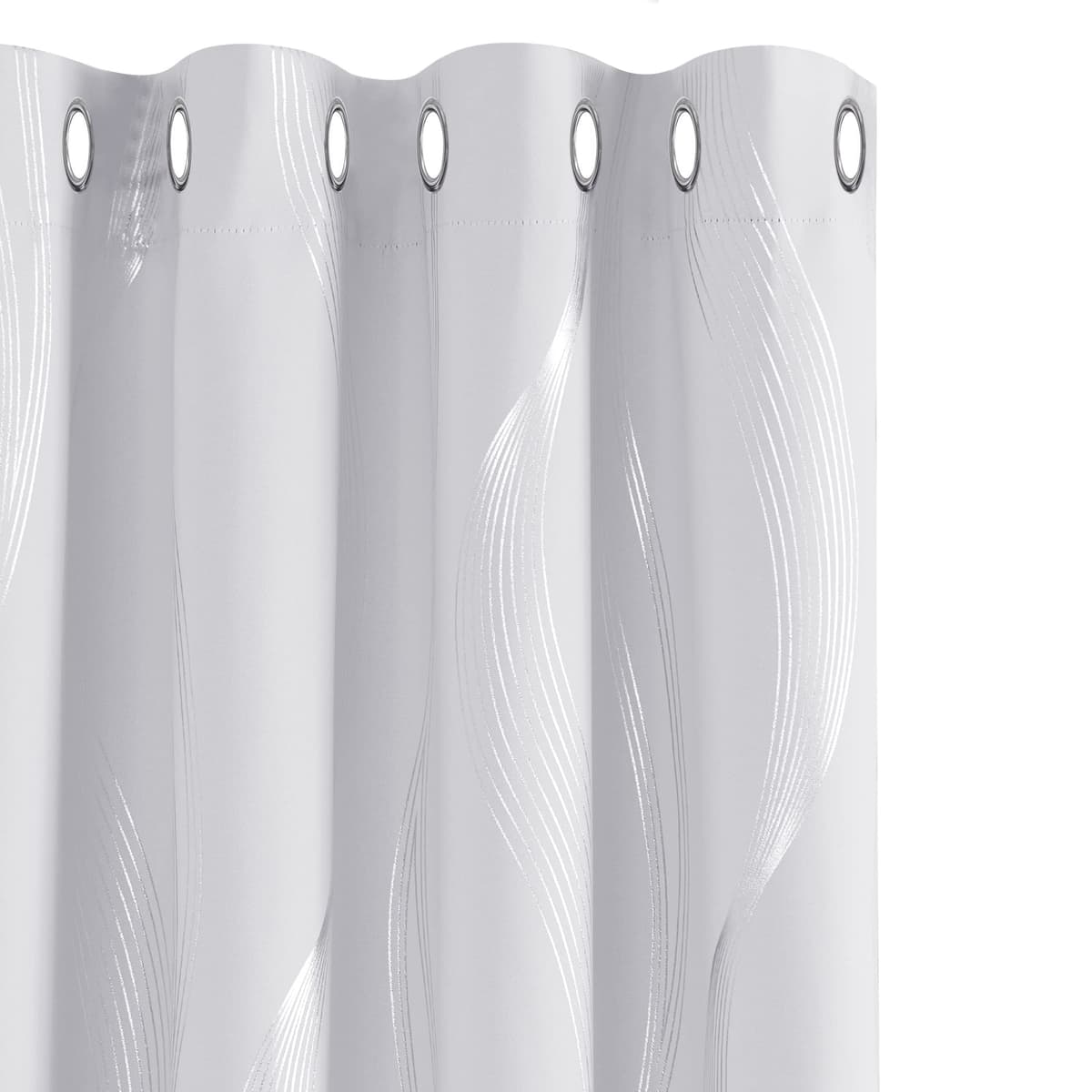 Deconovo Grey Blackout Curtains for Living Room 72 Drop Silver Wave Line Foil Printed Blackout Curtains Thermal Insulated Curtains Eyelet Curtains for Baby Nursery 46 x 72 Inch Light Grey Two Panels — view 48