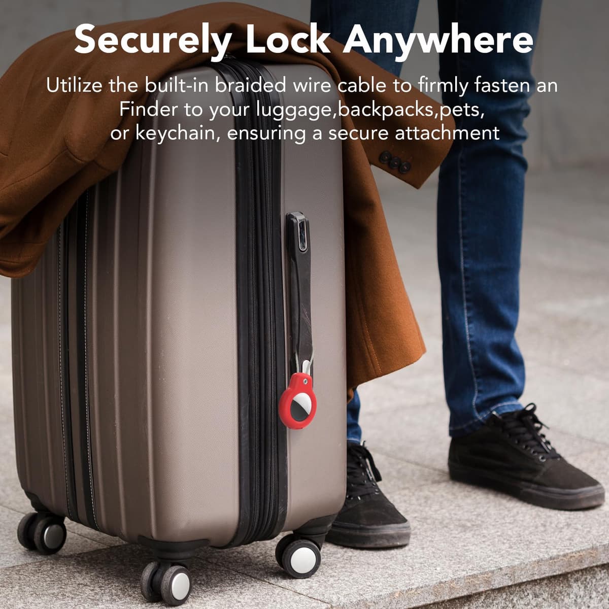 SPGUARD Compatible con Apple AirTag Colgante Soporte Seguro con Cable, 4 Pack Air Tag Lock Caso Llavero Llavero Cubierta Etiqueta de Equipaje para Llaves, Equipaje y más — view 3