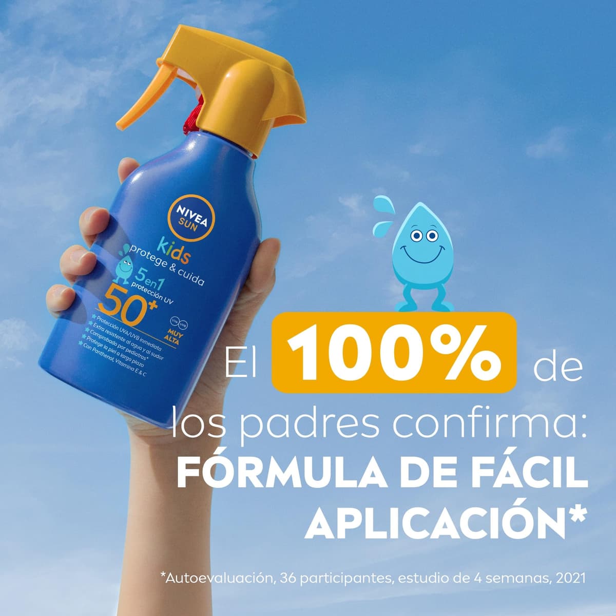 NIVEA SUN Protege & Cuida Kids - Spray FP50+ - Protector Solar Infantil - Protección UVA/UVB Alta - Resistente al Agua - Hidratación Profunda - Aplicación Sencilla - Piel Sensible Para Niños - 250 ml — view 7
