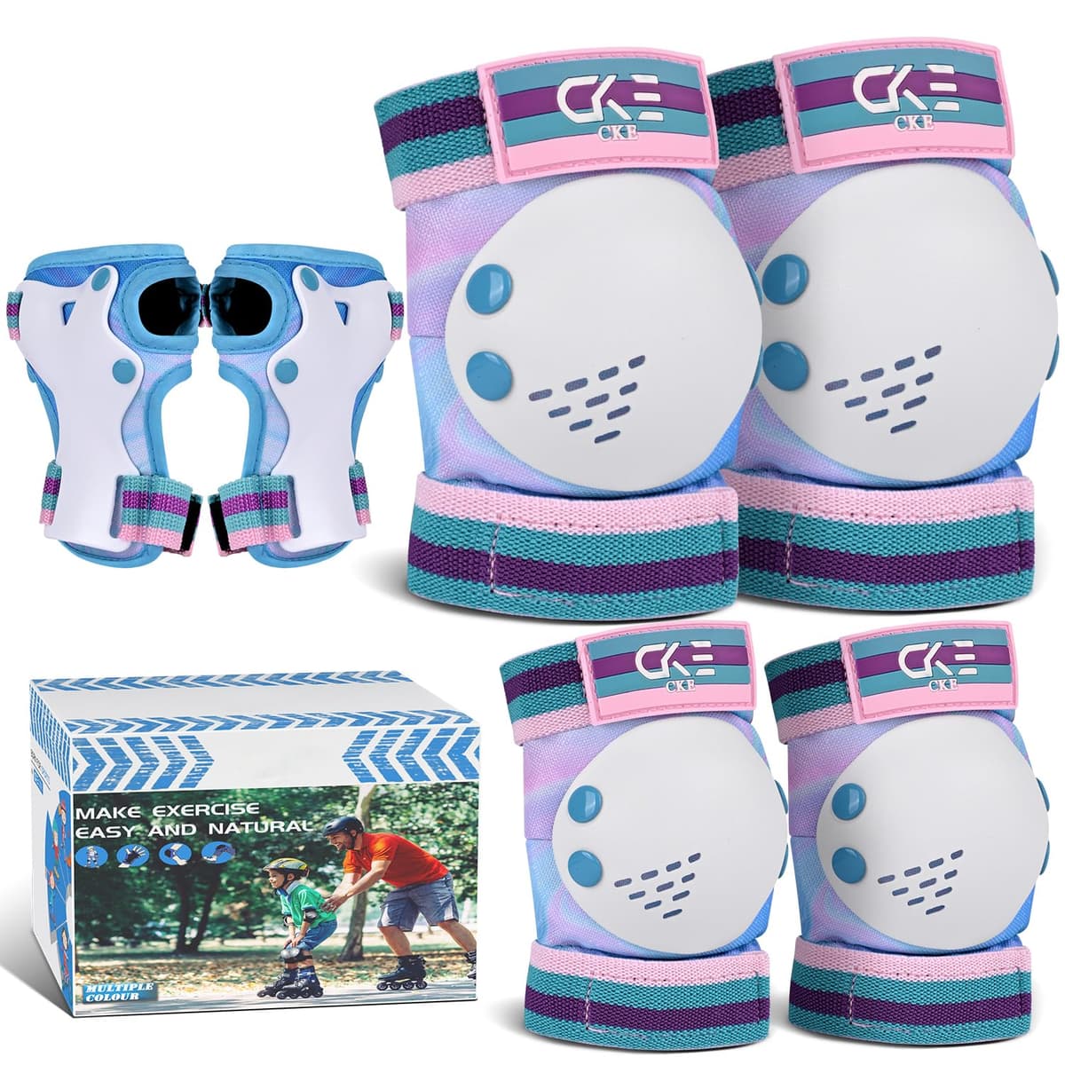 CKE Rodilleras para niños Rodilleras y Coderas Juego de Equipo de protección para niños pequeños Rodilleras Infantiles para niños/jóvenes muñequeras 3 en 1 para Ciclismo Bicicleta Patinaje Scooter — view 16