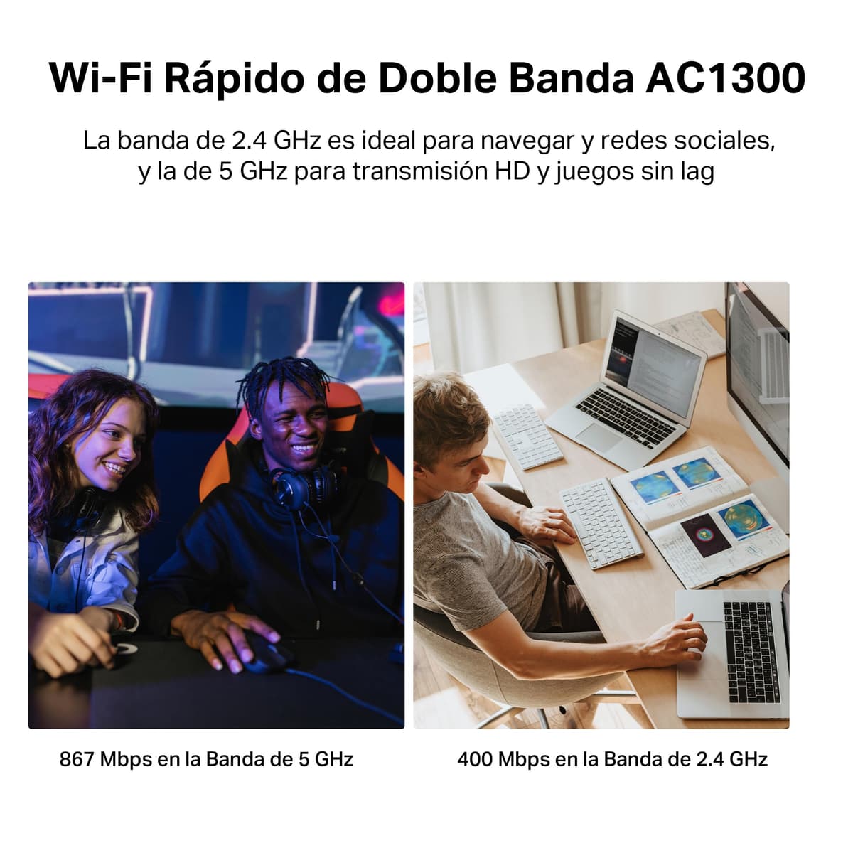 Mercusys MA30H - AC1300 Adaptador Wi-Fi Dual Band 5GHz/2.4GHz con Antena, para PC Desktop Laptop Tablet, Soporta Windows Compatible Windows 11/10 — view 5