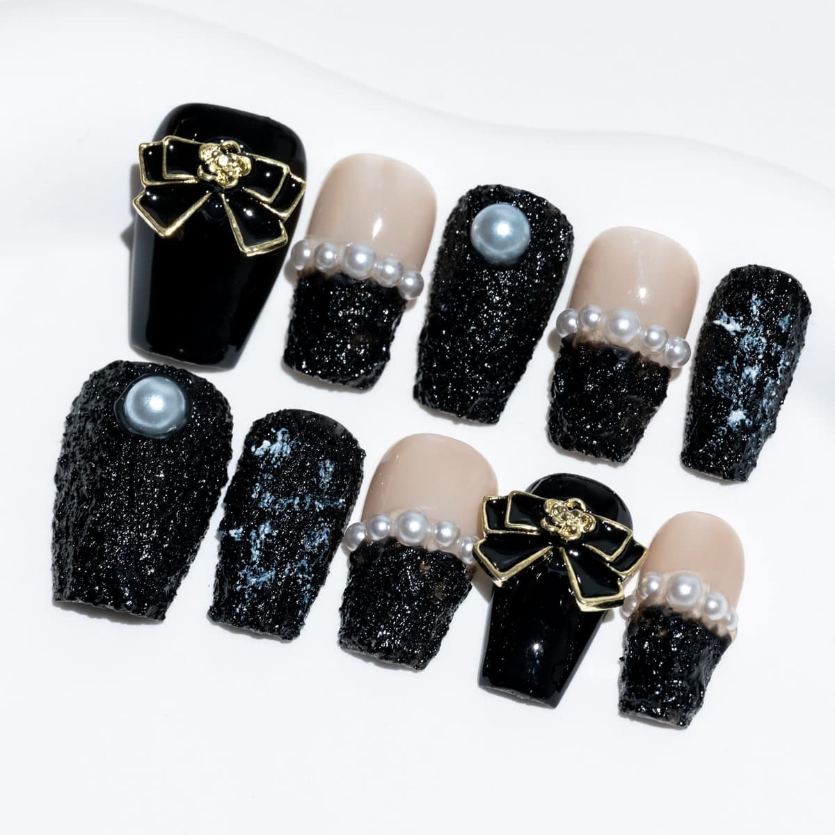 Sun&Beam Nails Handmade Press On Nail Long Coffin Ballerina Pink Flower Acrylic Fake Tip 3D Design Art Charms Cute with Storage Box 10 Pcs (S) — view 215