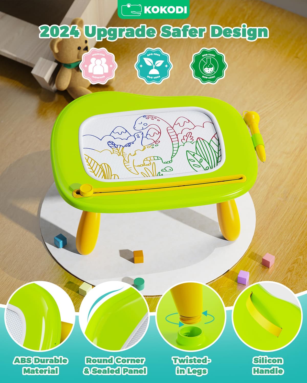 KOKODI Toddler Toys - Magnetic Drawing Board & Writing Tablet for 1-3 Year Old Boys & Girls - Educational Travel Toy for Easter & Birthday Gift(Green) — view 2