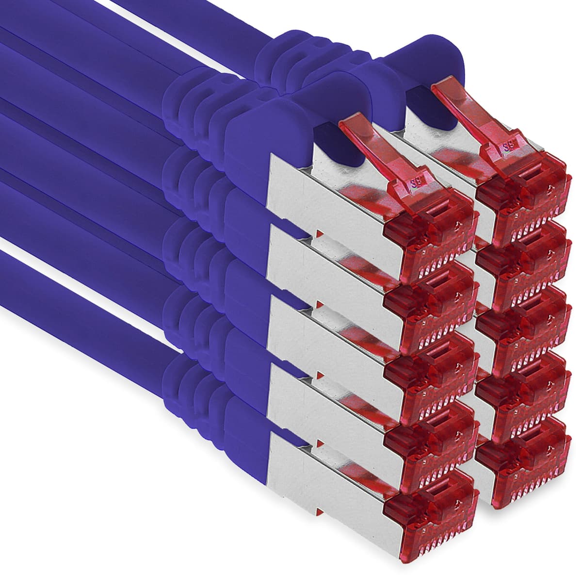 1aTTack.de - 1x 10m CAT6 patch cable S/FTP PIMF shielding CAT.6 RJ45 network cable Ethernet cable DSL LAN router switch modem patch panel - blue - 1 piece — view 10
