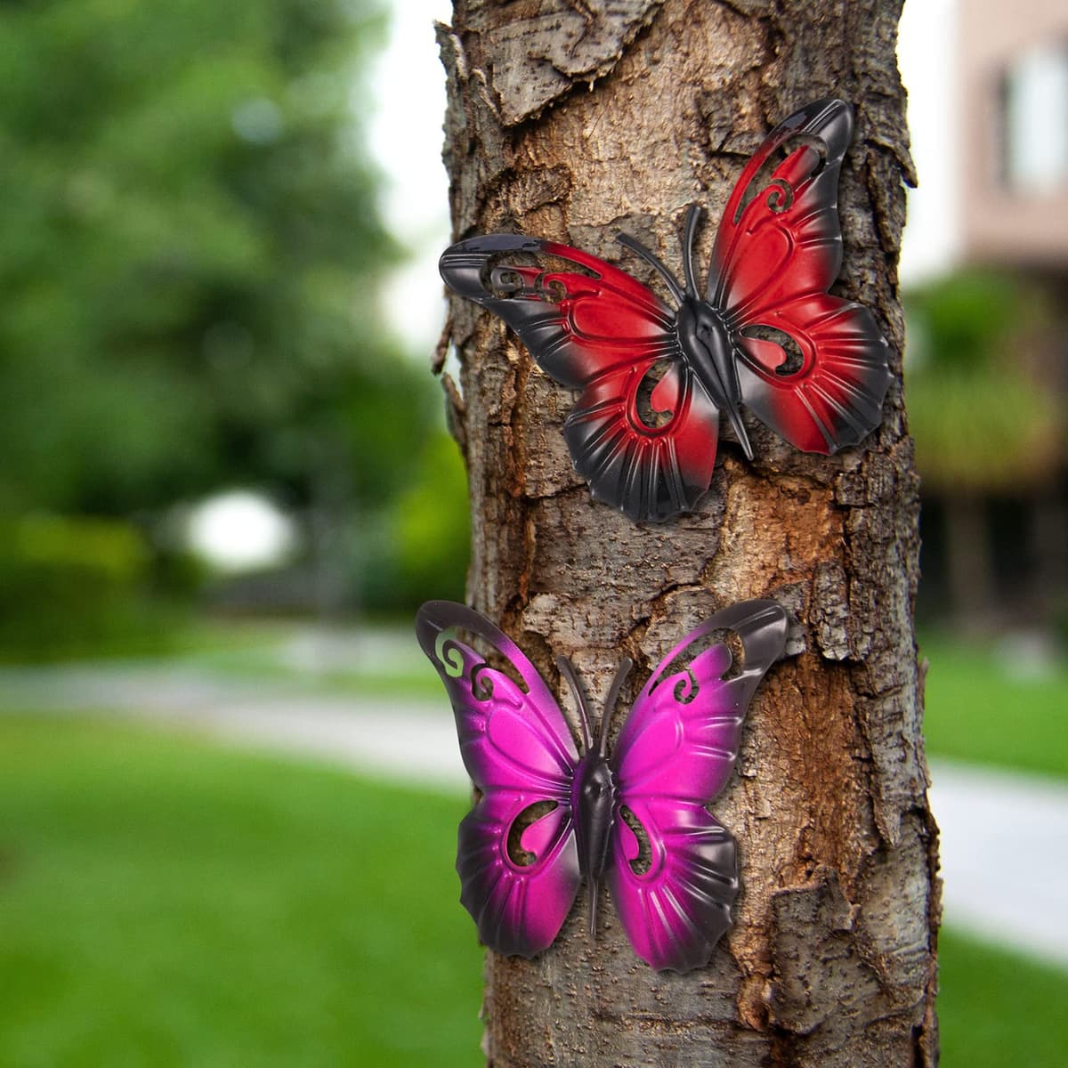 Dacitiery 6PCS Garden Butterfly Metal Wall Art Decorations Butterflies Sculptures Fence Ornaments (3.5 x 2.8 Inch, 6 Coloured) — view 7