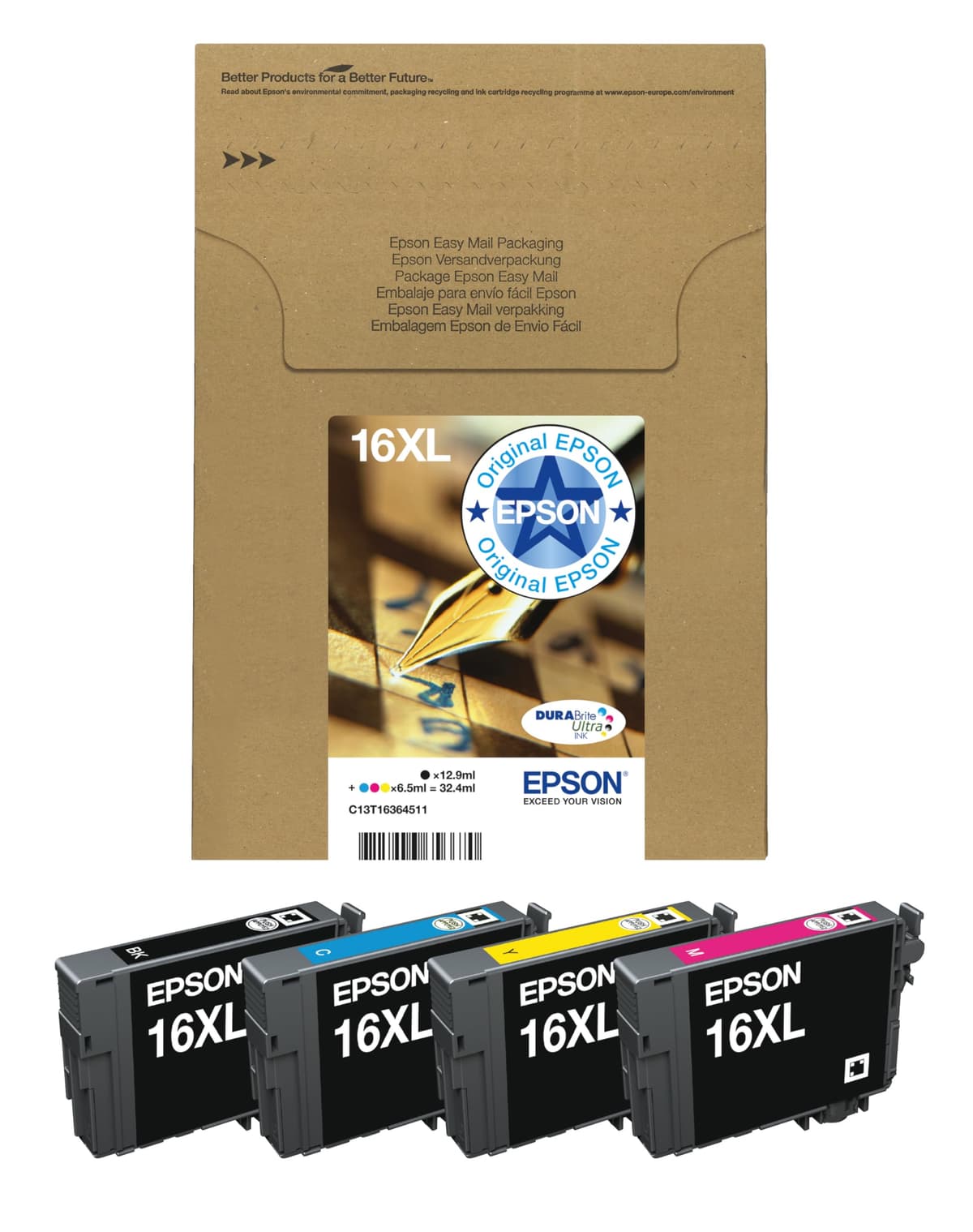 Epson C13T16314012 - Cartucho de tóner adecuado para WF2010, color negro, paquete estándar, XL válido para los modelos WF-2010W, WF-2510WF y otros, XL — view 3