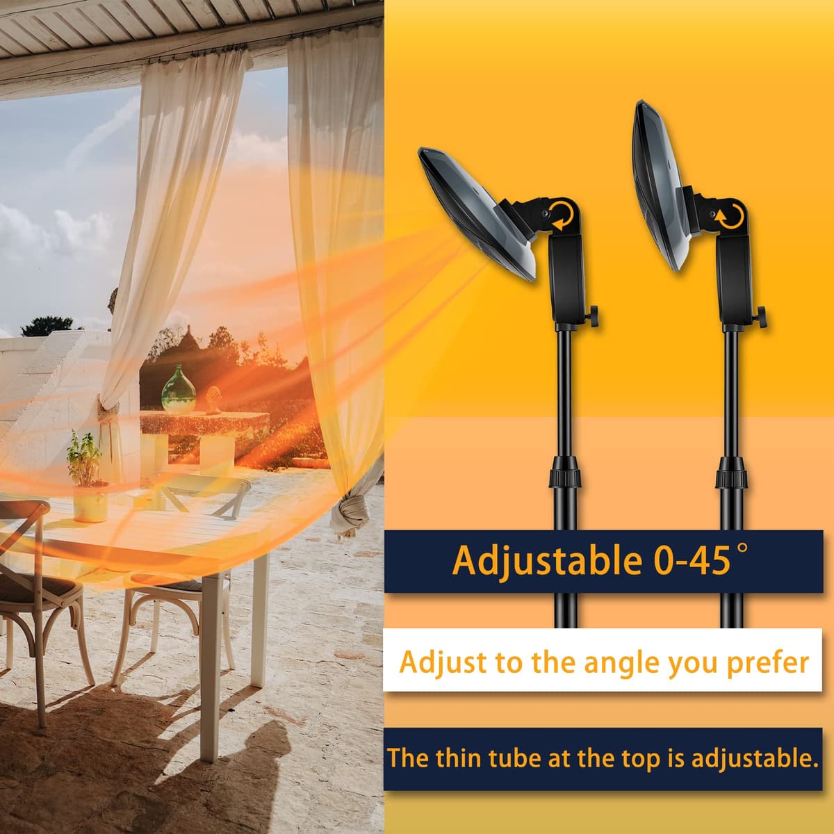 DONYER POWER Electric Quartz Patio Heater Garden Heater Waterproof Outdoor Free Standing 2000W — view 3
