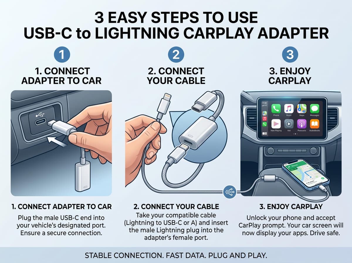FARLINK Lightning to USB C Adapter, 5-in-1 Charging/Data Transfer/Audio Adapter/Phone Calls/Control Music for iPhone 17/16/15, iPad Pro, MacBook, Galaxy (Braid Cable) — view 5