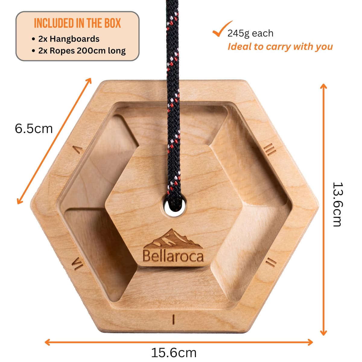 Bellaroca® | Hangboard Escalada Portatiles, Tabla de Madera para Fortalecer el Agarre en Boulder y Escalada en Roca — view 2