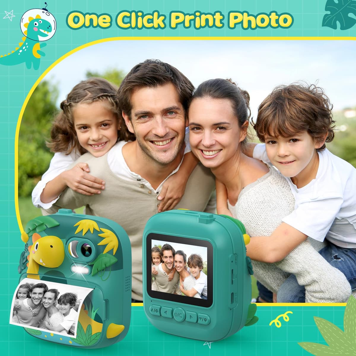 Camara Fotos Infantil Instantanea, CAMCLID 2,4 Pulgada Cámara Instantánea para Niños con Tarjeta de 32GB, Regalo para Niños de 3 a 12 Años(Verde) — view 3