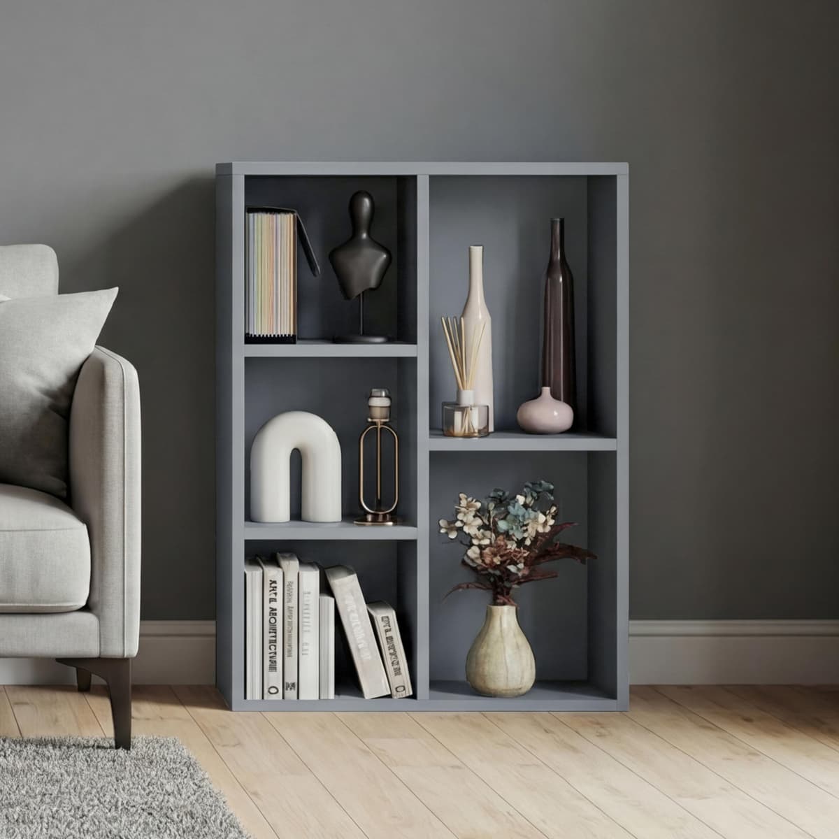 Vida Designs Oxford 3 Tier Cube Bookcase, White Wooden Shelving Display Storage Unit Office Living Room Furniture — view 10