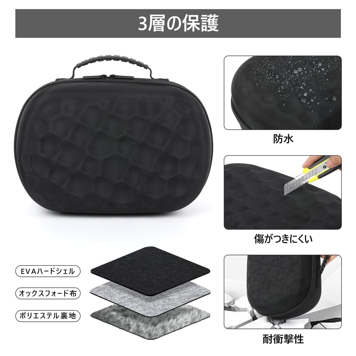 YipuVR Funda RíGida de Transporte de Eva para Meta Quest 3/3S, Compatible con Accesorios de Auriculares Quest 3S, A Prueba de Golpes, Impermeable, Forro Suave para Viajes y Almacenamiento En — view 3