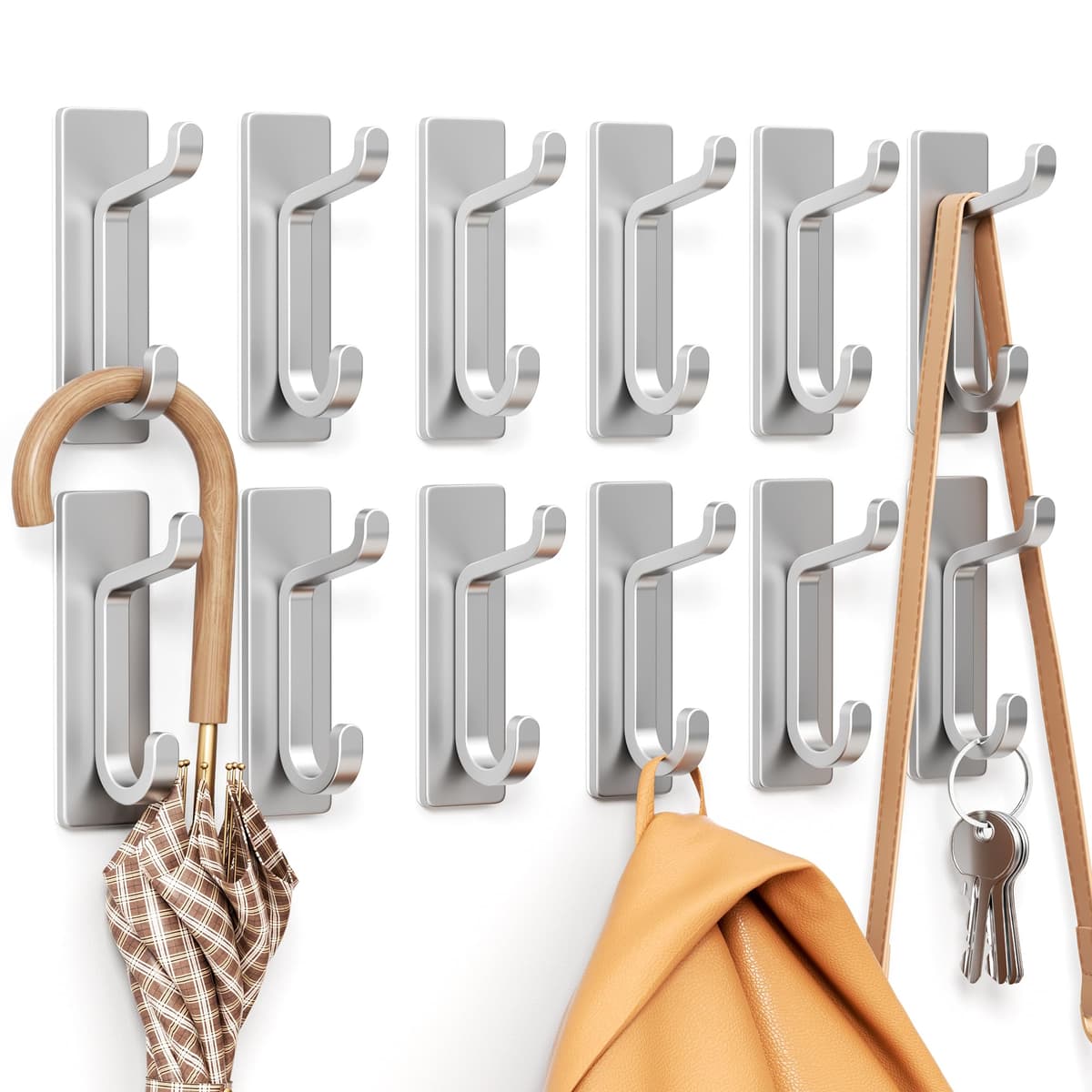 Self Adhesive Hooks, Extra Sticky and Strong, Hanging up to 6KG, Heavy Duty Stick on, No-Nail Hook for Back of Door, Black, 4 Pack — view 15