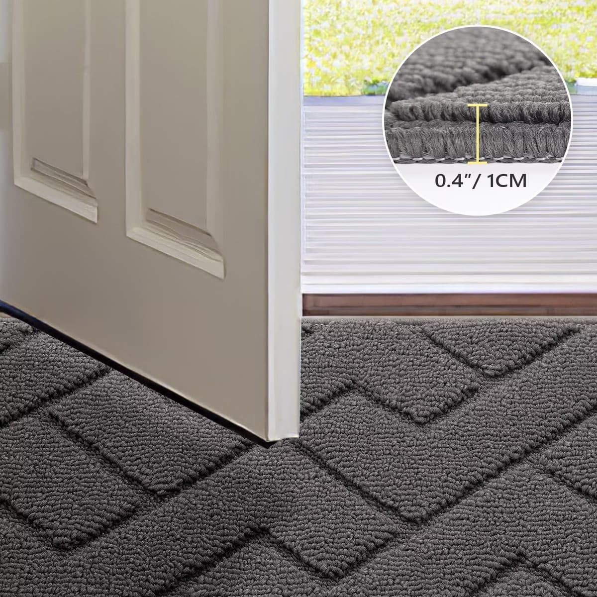 Biscpro Door Mats Indoor,Dirt Trapper Mat Absorbent Non-Slip Low Profile Doormat for Entrance,Inside, Kitchen,Front Door Mat Washable for Pets and Dogs— 50x80cm,Grey — view 4