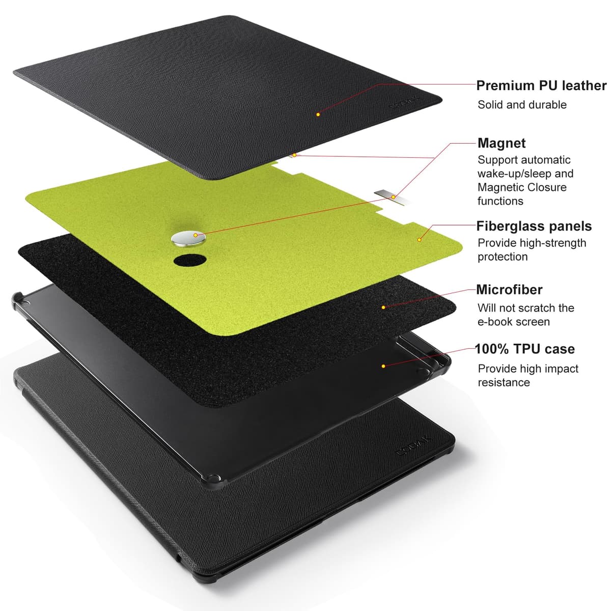 CoBak Case for 11" Kindle Scribe 3rd Generation 2026, Kindle Scribe Colorsoft - All New PU Leather Cover with Auto Sleep Wake, Pen Holder for Scribe 11" 2026 Released, Black — view 3