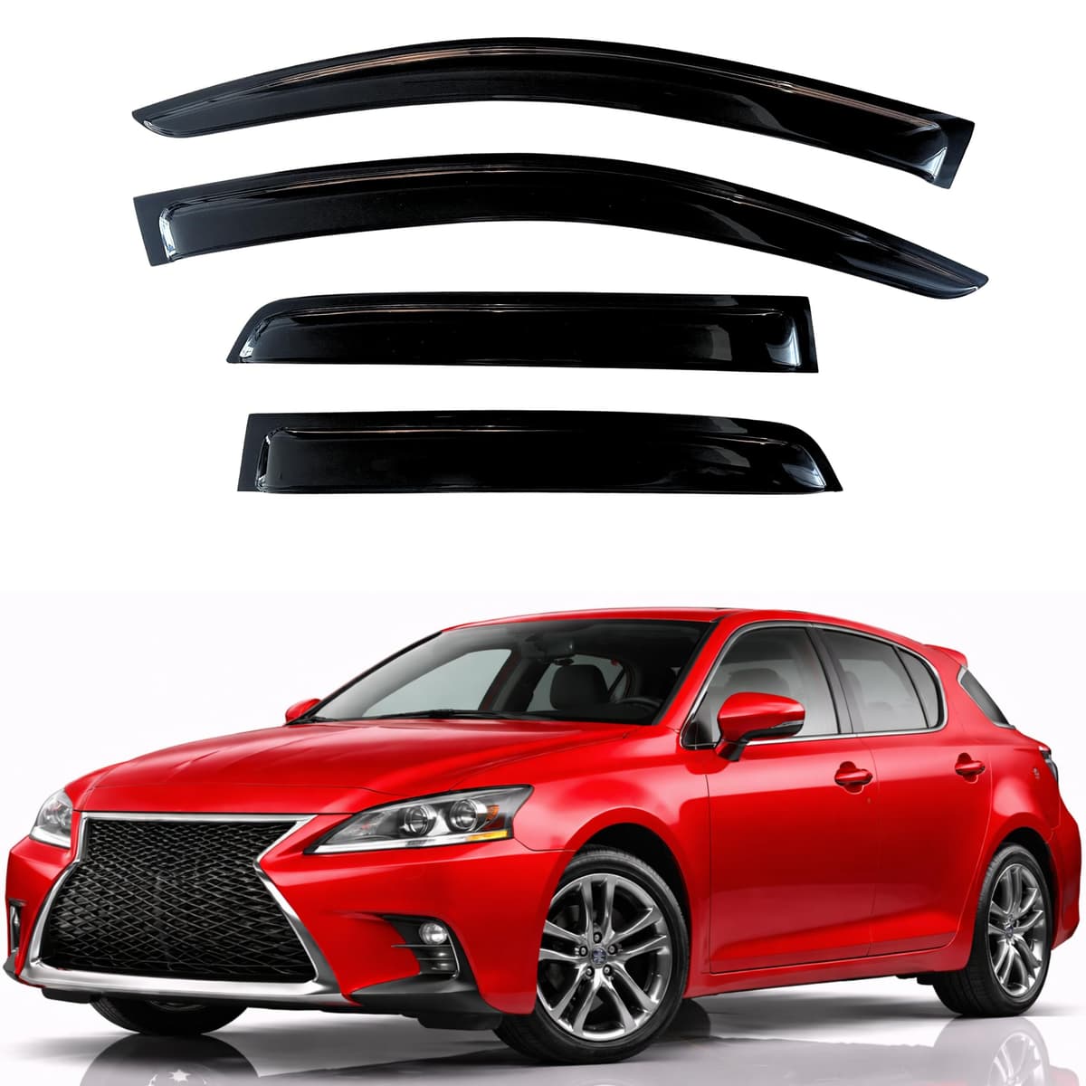 KPY Rain Guards Fit for 2006-2013 Lexus IS250 IS350, Out-Channel Window Visors Vent Wind Deflectors 4PC, Car Accessories for 06-13 Lexus is Series — view 45