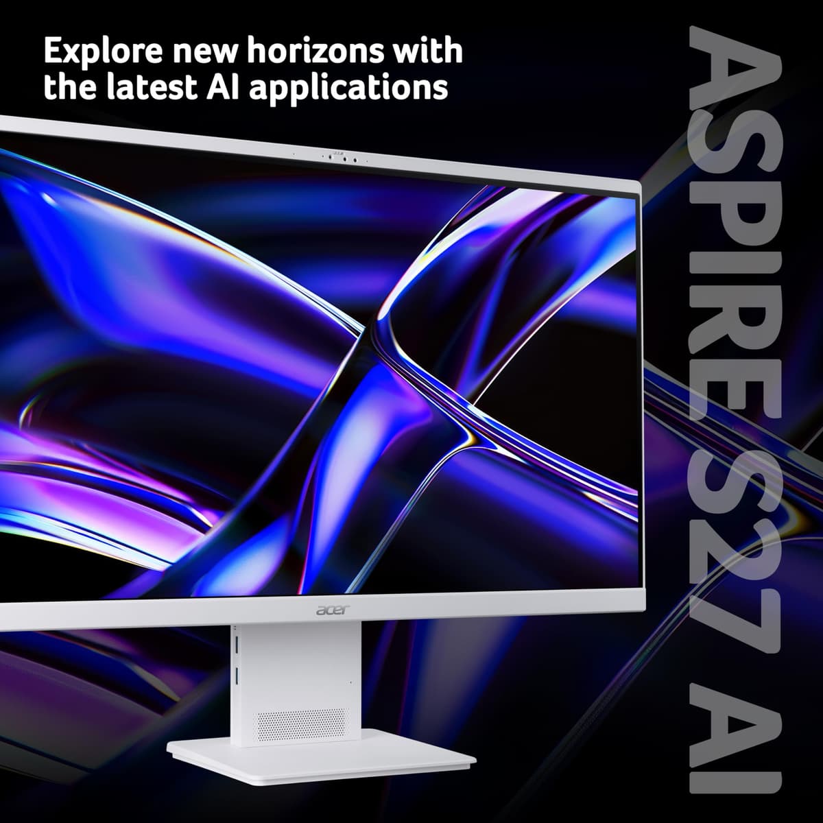 acer Aspire S27-B All-in-One Co-Pilot Plus PC - Intel Ultra 5 226V, 16GB, 1TB SSD, Integrated Intel ARC Graphics, 27" QHD Display, Windows 11, White — view 2
