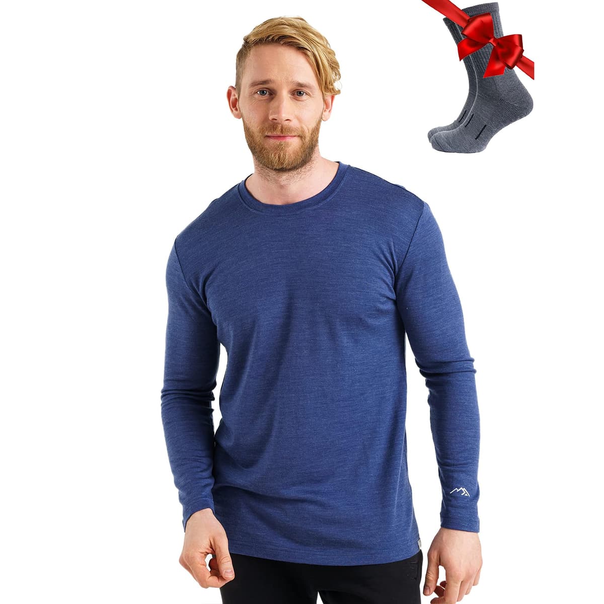 Merino.tech Camiseta Lana Merino Hombre - Deportiva Ropa Térmica 100% Lana Merino Ligero, Medio, Pesado con Calcetines — view 11