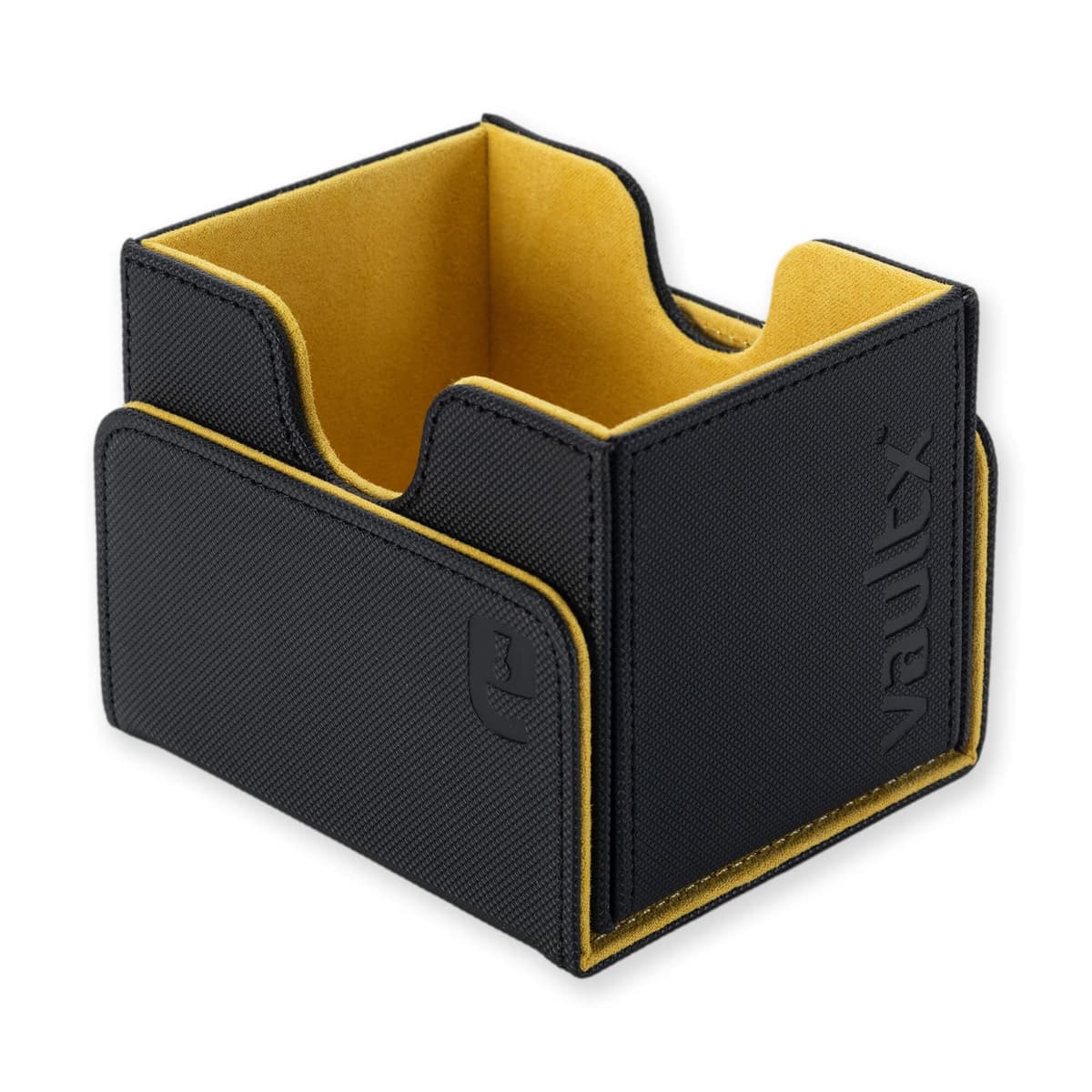 Vault X Caja para mazos de cartas coleccionables de carga lateral, 100+ cartas, material Exo-Tec de primera calidad, tapa magnética extraíble, MTG Commander, TCG (Negro/Amarillo) — view 4