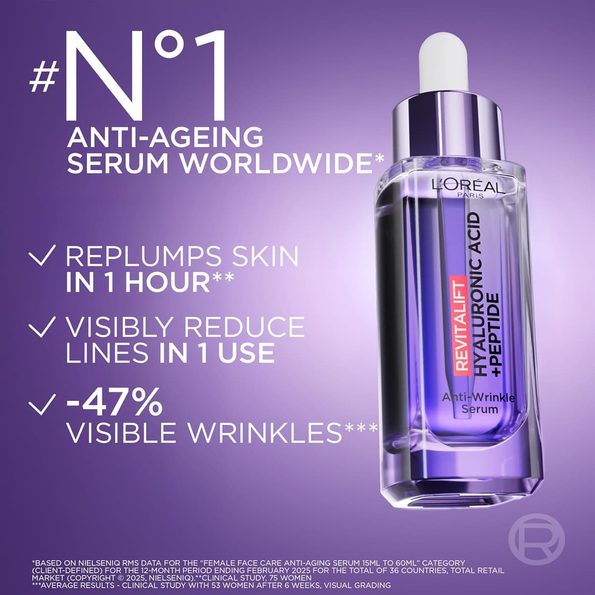 L'Oréal Paris Hyaluronic Acid Serum, Revitalift Filler 1.5% Pure Concentrated HA, Anti-Wrinkle Dropper Serum, Intensely Hydrates & Replumps, Visibly Reduces Fine Lines & Wrinkles, 30ml — view 3