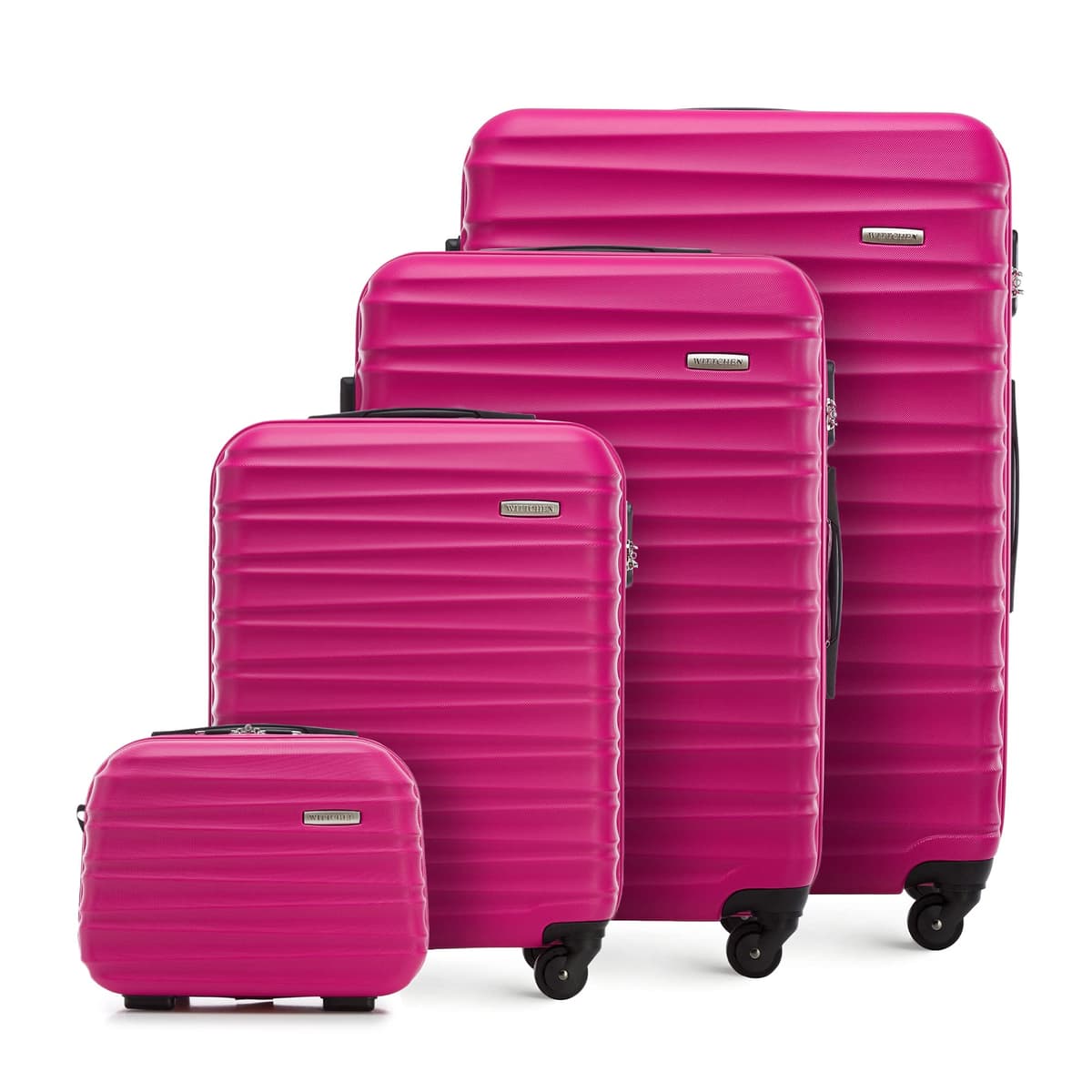 WITTCHEN Maleta Grande Trolley ABS rígido para facturación con 4 Ruedas giratorias Cerradura de combinación asa telescópica Groove Line Negro Ryanair/Vueling/Iberia/easyJet/Iberia Express — view 69