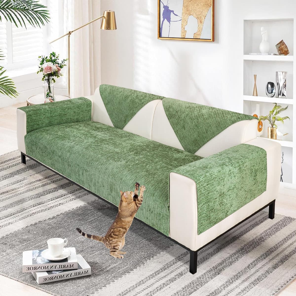 SHANNA Thick Rabbit Plush Sofa Cover 1 2 3 Seater, New Universal Non-Slip Corner Sofa Cover L Shape Super Soft Faux Fur Sofa Slipcovers for Living Room(Grey, 70 * 180cm Seater Cover) — view 31