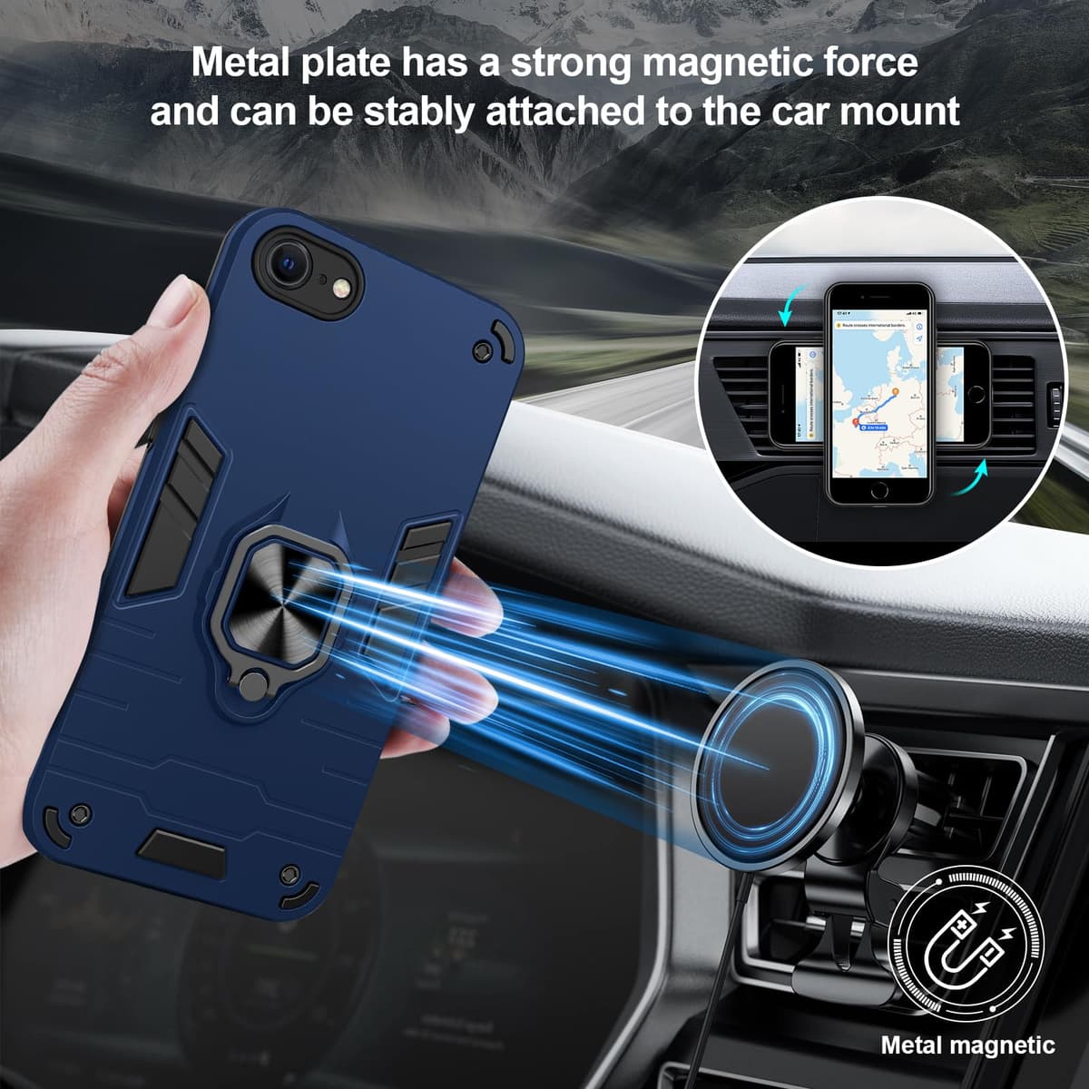 Funda para CMF Phone 2 Pro, Carcasa Antigolpes con Soporte anular metálico, Case Protectora de Grado Militar, Negro — view 270