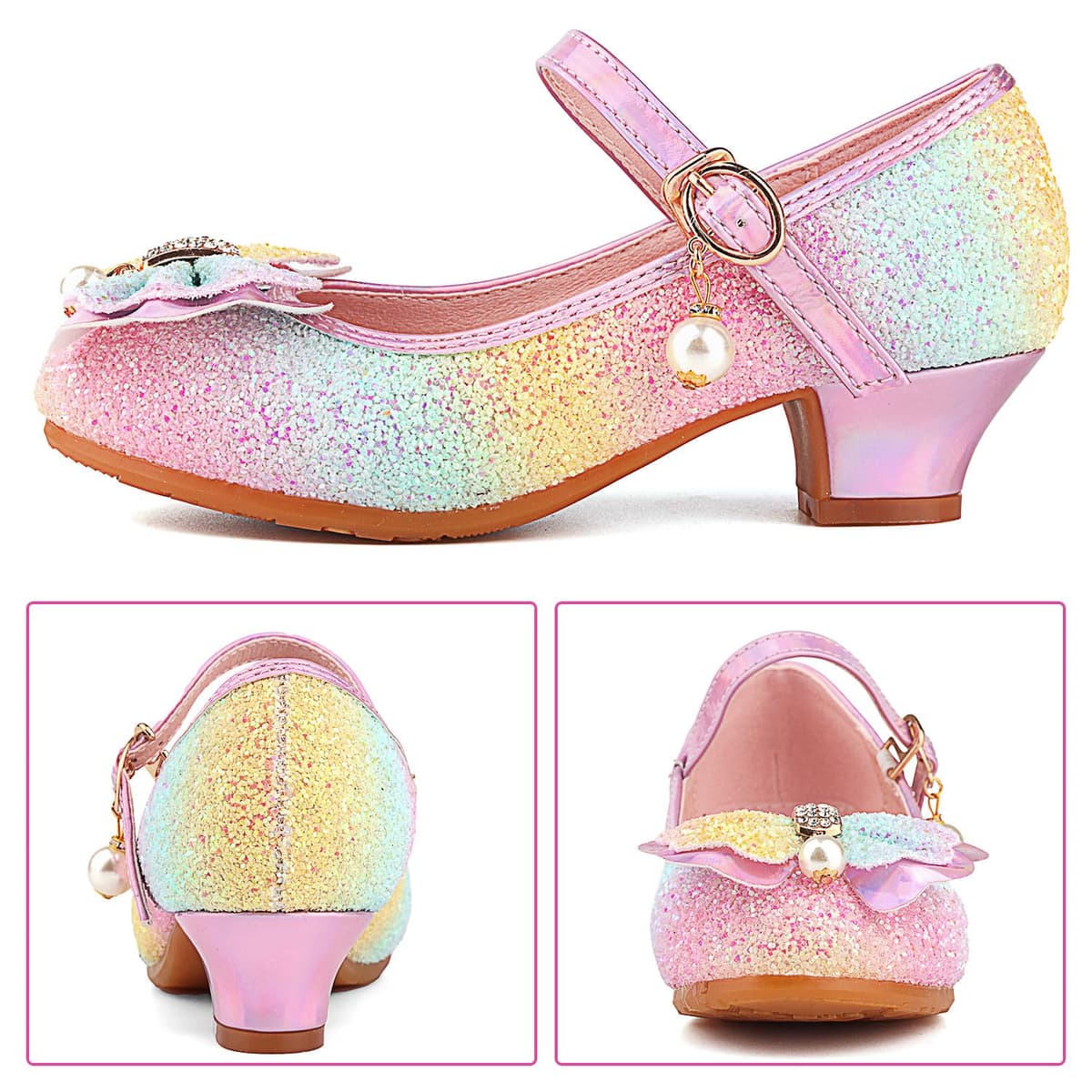 Girl's Princess Mary Jane Pump Shoes - Pink Silver Blue Purple White - Size 12 Months — view 3