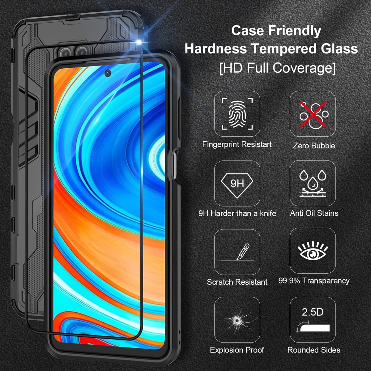 Funda para CMF Phone 2 Pro, Carcasa Antigolpes con Soporte anular metálico, Case Protectora de Grado Militar, Negro — view 1100