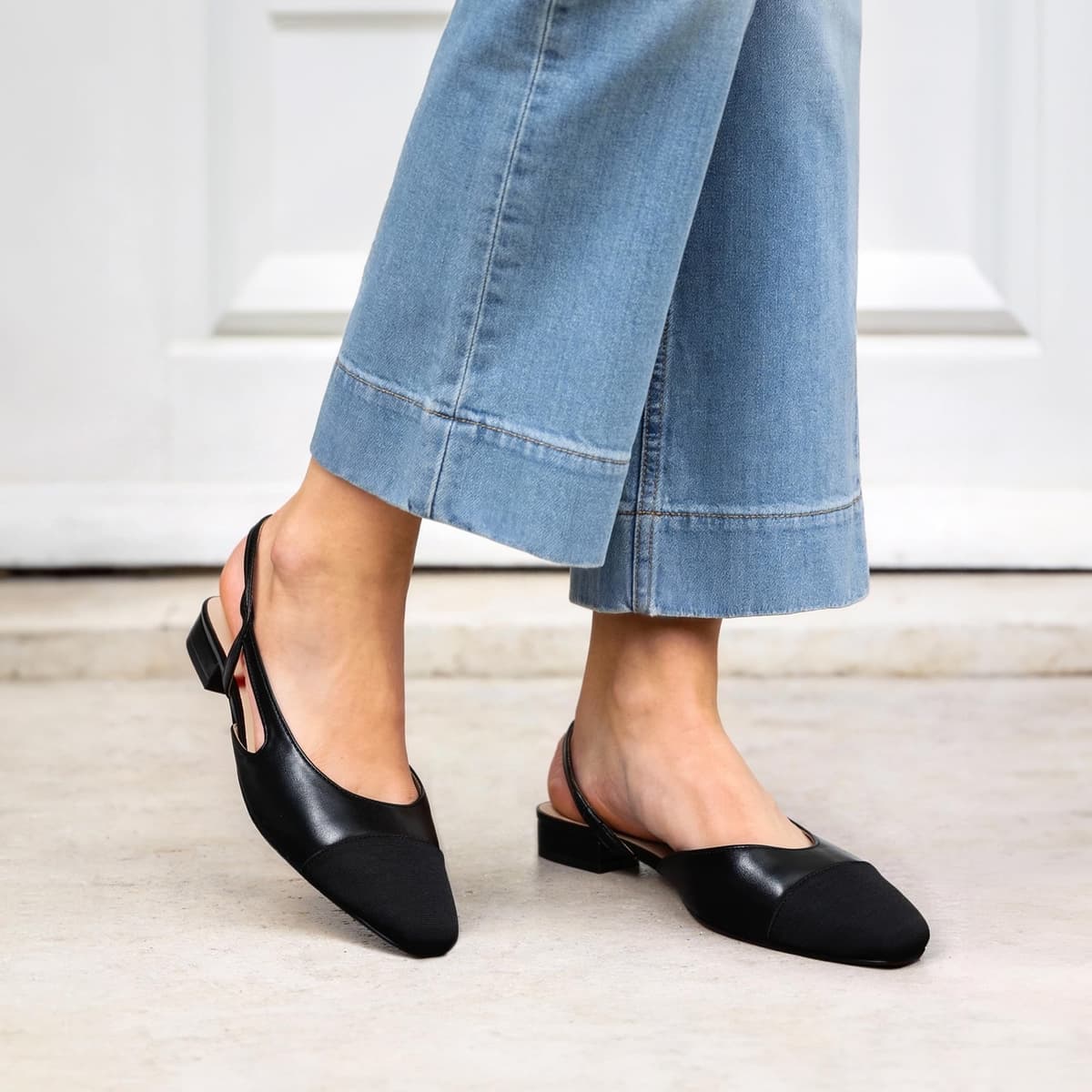 DREAM PAIRS Women's Slingback Flats Square Toe Ballet Dressy Flats Low Heel Dress Shoes for Business Casual Work Office Wedding Party — view 3