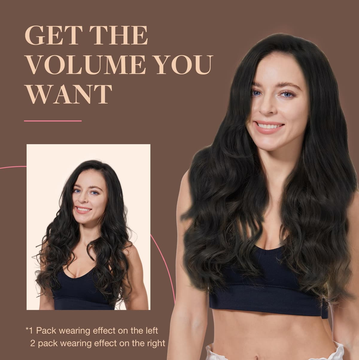 GOO GOO Clip in Human Hair Extensions, 20inch 120g 7pcs, Hair Extensions Clip in, 1B Black — view 5