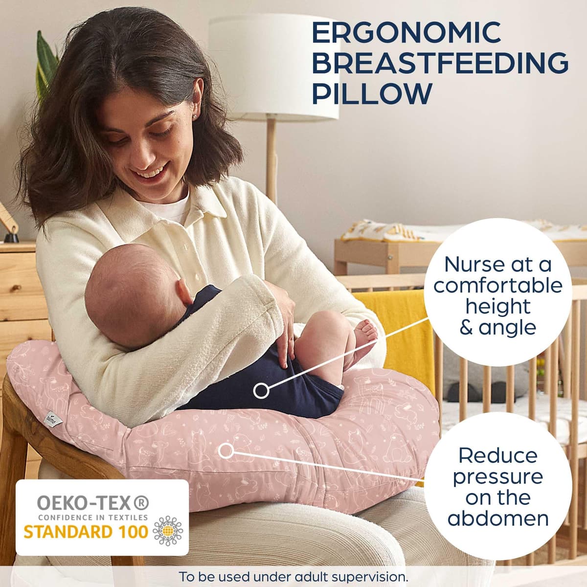Niimo Nursing Pillow - Oeko-TEX® Standard 100, Ergonomic Baby Support Pillow, Machine-Washable Baby Feeding Pillow, Multifunctional Feeding Pillows for Breastfeeding & Bottle-feeding, 100% Cotton — view 2