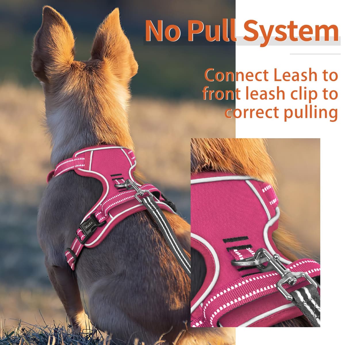 HEELE Dog Harness Medium No Pull Dog Vest Harness with Soft Handle Reflective Pet Harness for Outdoor Training Walking, Black, M — view 41