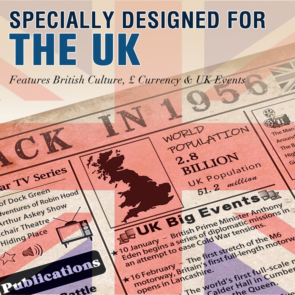 back in 1956 70th Birthday Gifts for Men - Large 70th birthday Card for Dad,Grandad - 70 Year Old Blue Decorations Male - Tri-Fold Greeting Card - Perfect 1956 Poster Gift Ideas — view 2